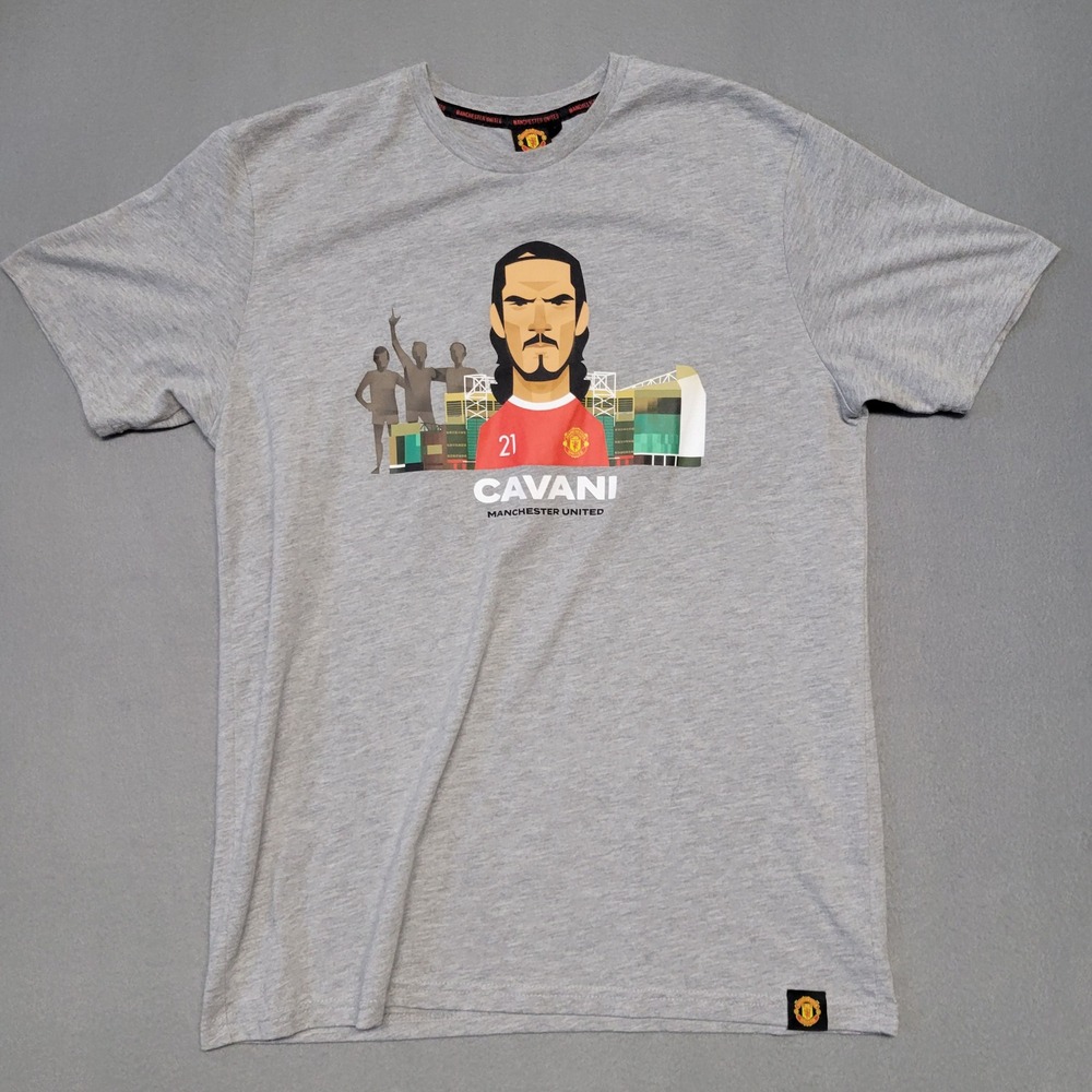 Manchester United Cavani T-Shirt Sz XL Gray Graphic Crest Soccer Official #21